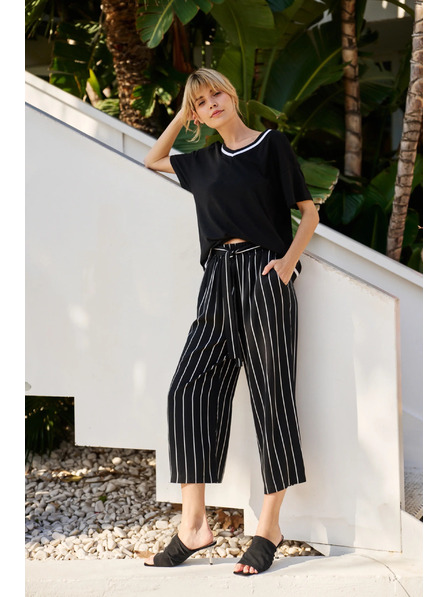Moodo Damen Gestreifte Hosen Moodo