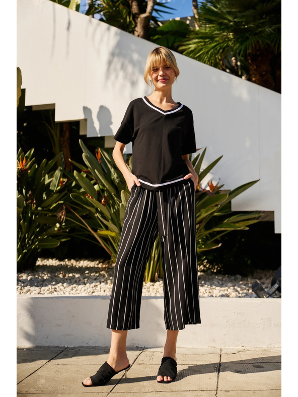 Moodo Damen Gestreifte Hosen Moodo