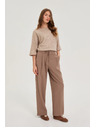 Moodo Hellbraune Loose Fit Hosen Moodo