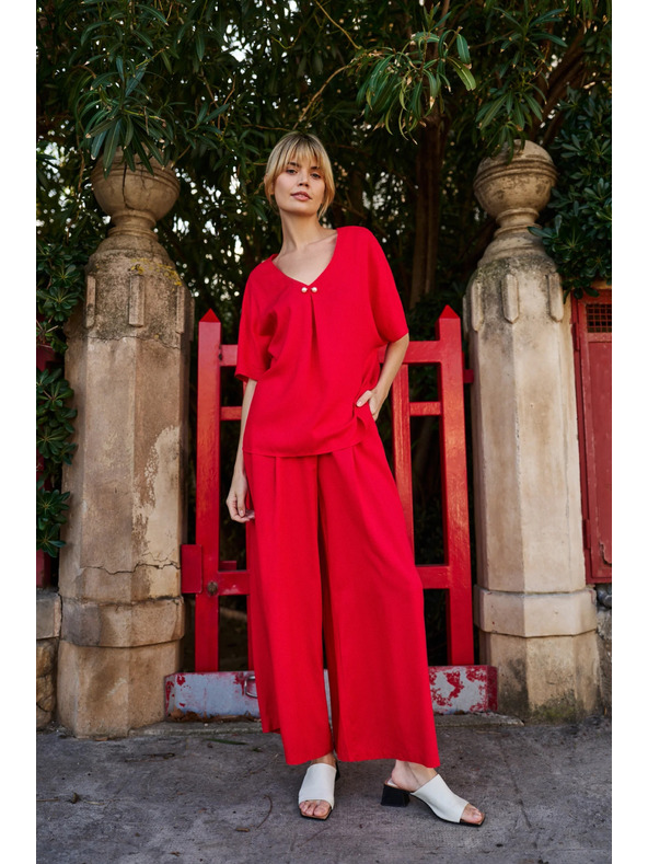 Moodo Damen Loose Fit Hosen Moodo - Rot