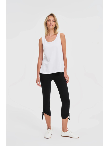 Moodo Schwarze Damen 3/4 Leggings mit Bindung