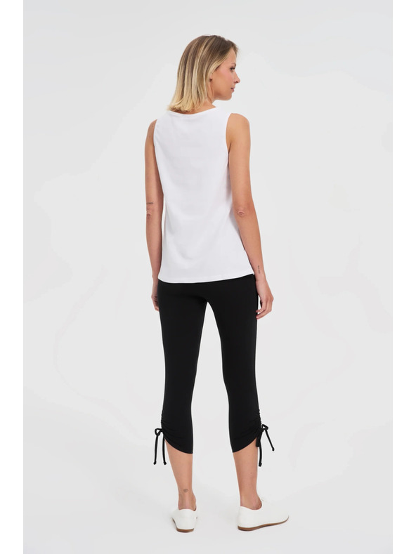 Moodo Schwarze Damen 3/4 Leggings mit Bindung