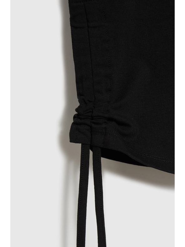 Moodo Schwarze Damen 3/4 Leggings mit Bindung