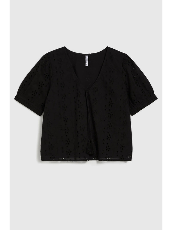 Moodo Schwarze Damenbluse Madeira