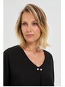 Moodo Schwarze lockere Bluse mit kurzen Ärmeln