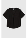 Moodo Schwarze lockere Bluse mit kurzen Ärmeln
