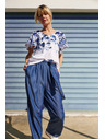 Moodo Weiße Bluse mit blauen Blumen