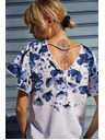 Moodo Weiße Bluse mit blauen Blumen