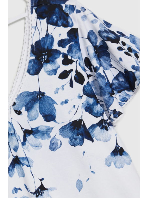 Moodo Weiße Bluse mit blauen Blumen