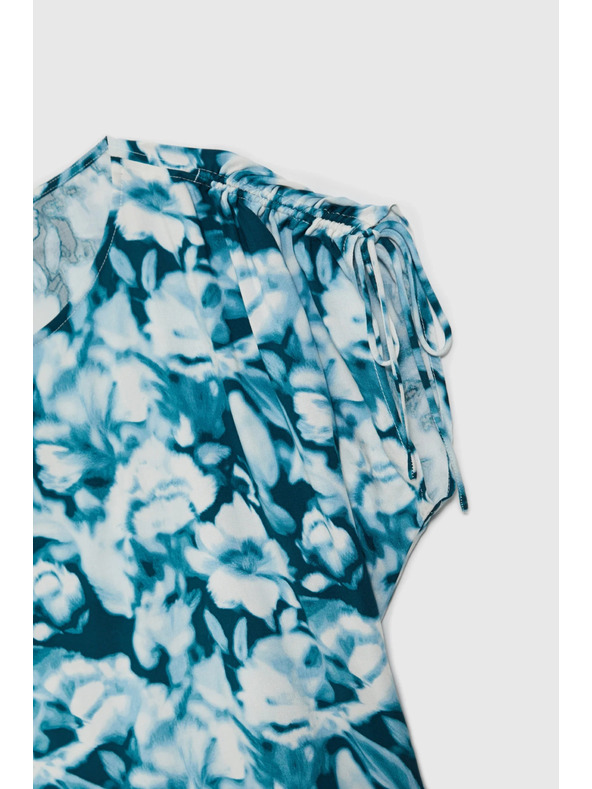 Moodo Blau-grün gemusterte Damenbluse