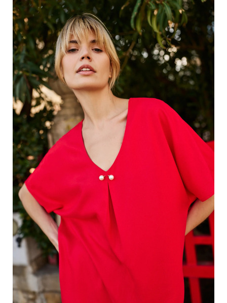 Moodo Rote lockere Bluse