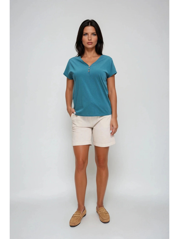 Moodo Damenbluse mit Zierknöpfen