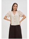 Moodo Beige Damenbluse mit kurzen Ärmeln