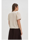 Moodo Beige Damenbluse mit kurzen Ärmeln