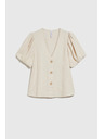 Moodo Beige Damenbluse mit kurzen Ärmeln