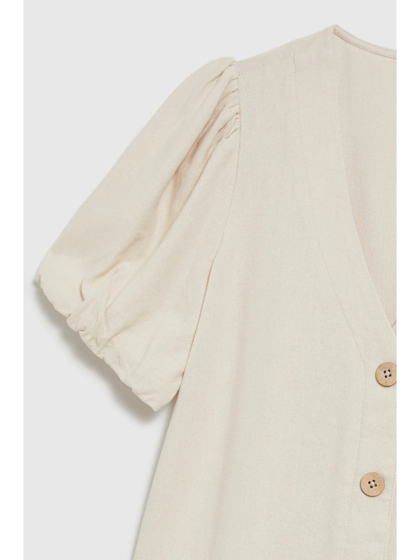 Moodo Beige Damenbluse mit kurzen Ärmeln