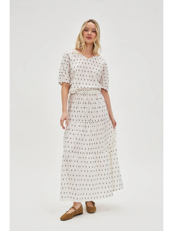 Moodo Weiß gemusterte Bluse