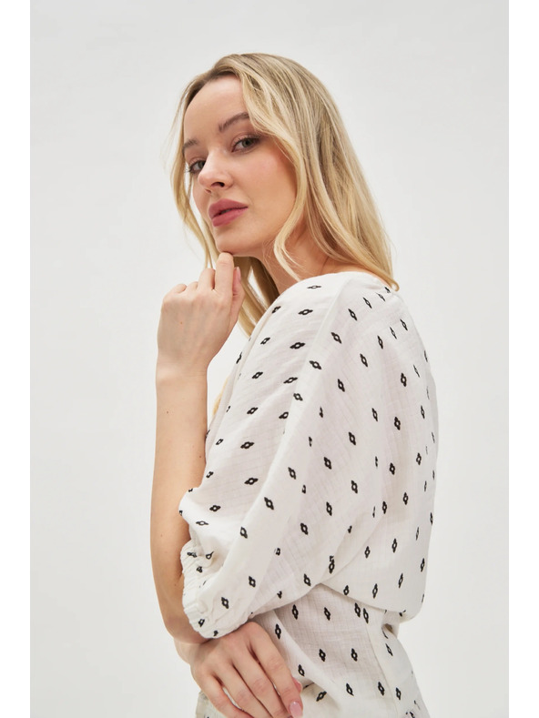 Moodo Weiß gemusterte Bluse