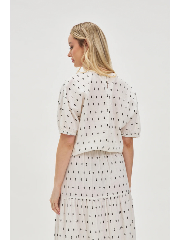 Moodo Weiß gemusterte Bluse