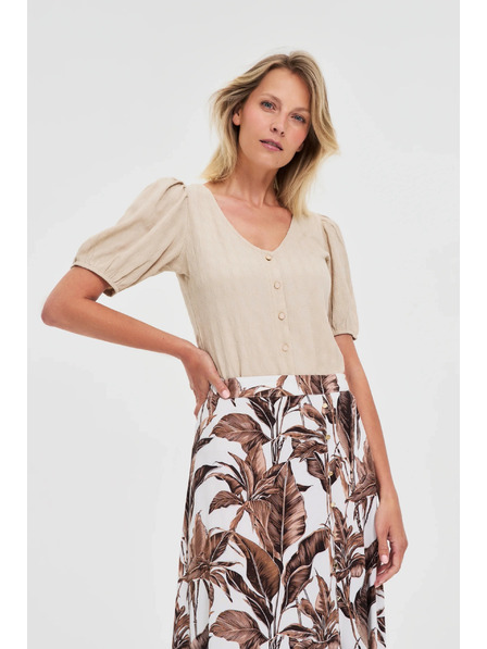 Moodo Damen-T-Shirt Moodo – hellbeige