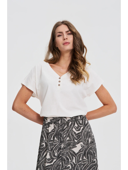 Moodo Weiße Bluse mit Zierknöpfen