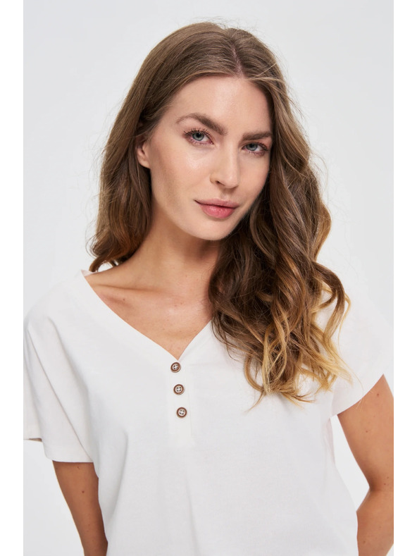 Moodo Weiße Bluse mit Zierknöpfen