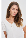 Moodo Weiße Bluse mit Zierknöpfen