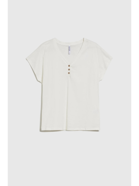 Moodo Weiße Bluse mit Zierknöpfen