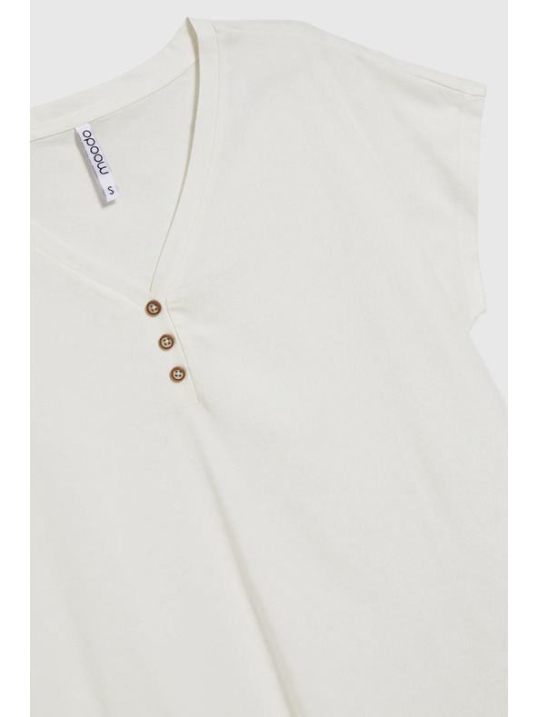 Moodo Weiße Bluse mit Zierknöpfen