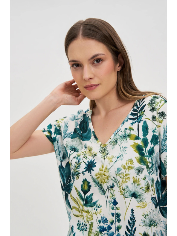 Moodo Geblümtes Top mit V-Ausschnitt