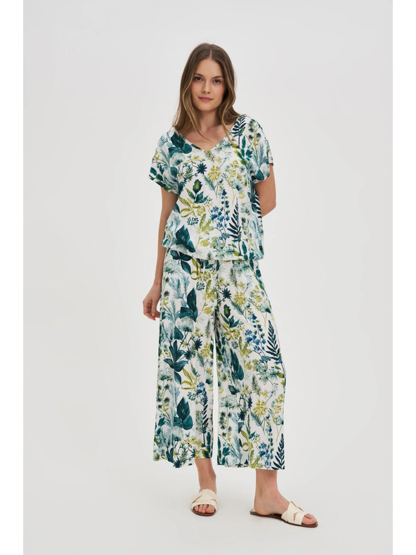 Moodo Geblümtes Top mit V-Ausschnitt