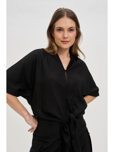 Moodo Schwarzes Damen-Top mit Bindung