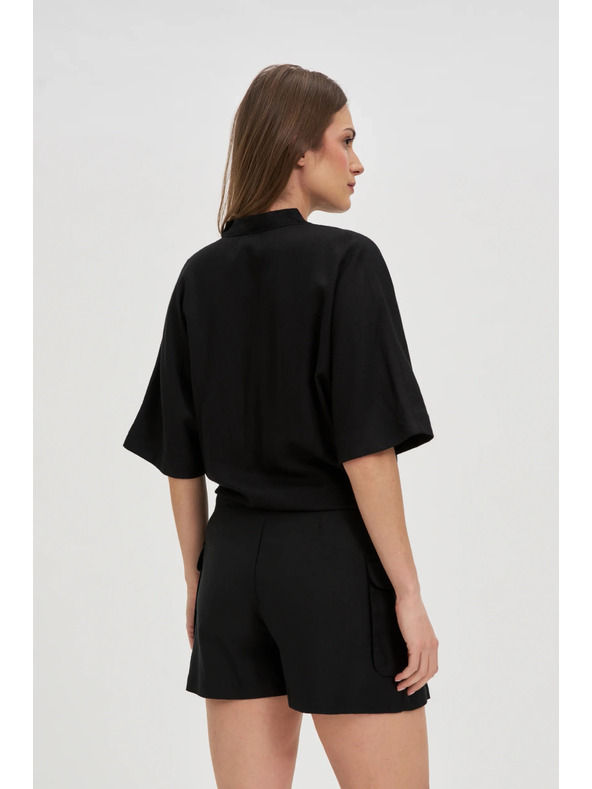 Moodo Schwarzes Damen-Top mit Bindung