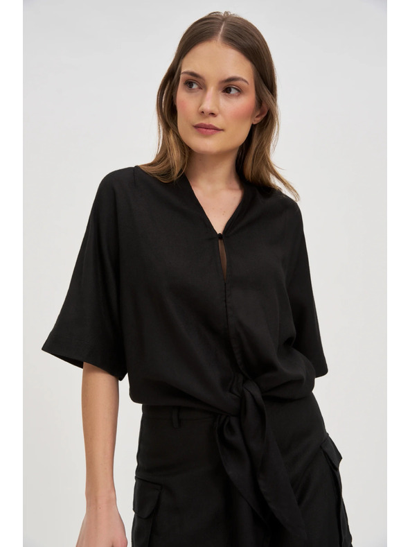 Moodo Schwarzes Damen-Top mit Bindung