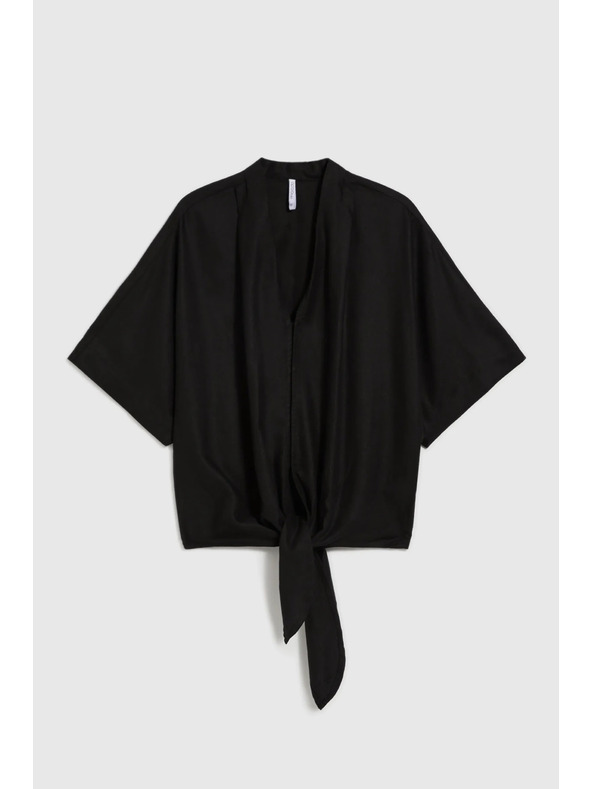 Moodo Schwarzes Damen-Top mit Bindung