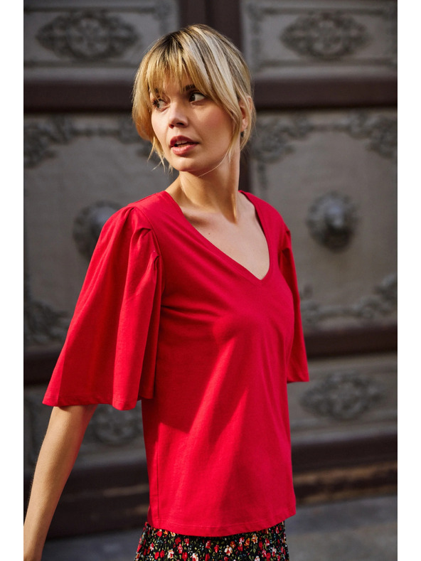 Moodo Rote Bluse mit weiten Ärmeln