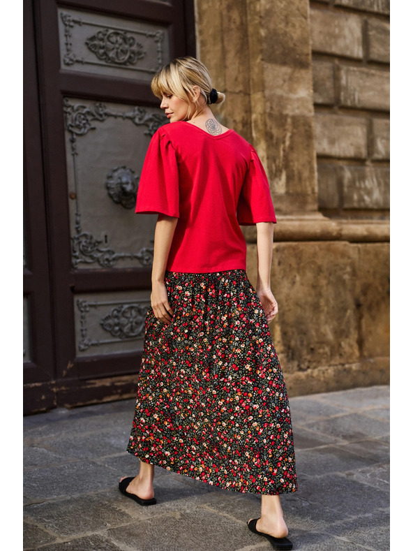 Moodo Rote Bluse mit weiten Ärmeln