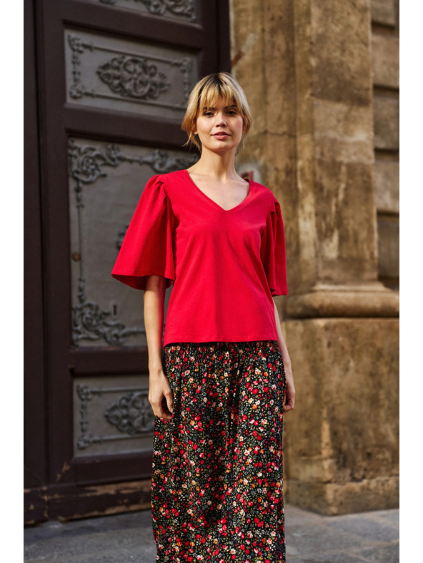 Moodo Rote Bluse mit weiten Ärmeln