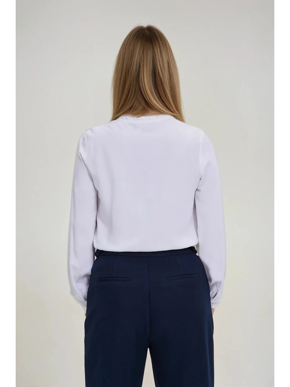 Moodo Weiße Damenbluse mit Stehkragen von Moodo