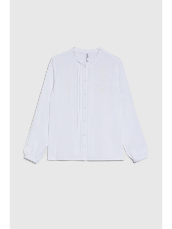 Moodo Weiße Damenbluse mit Stehkragen von Moodo