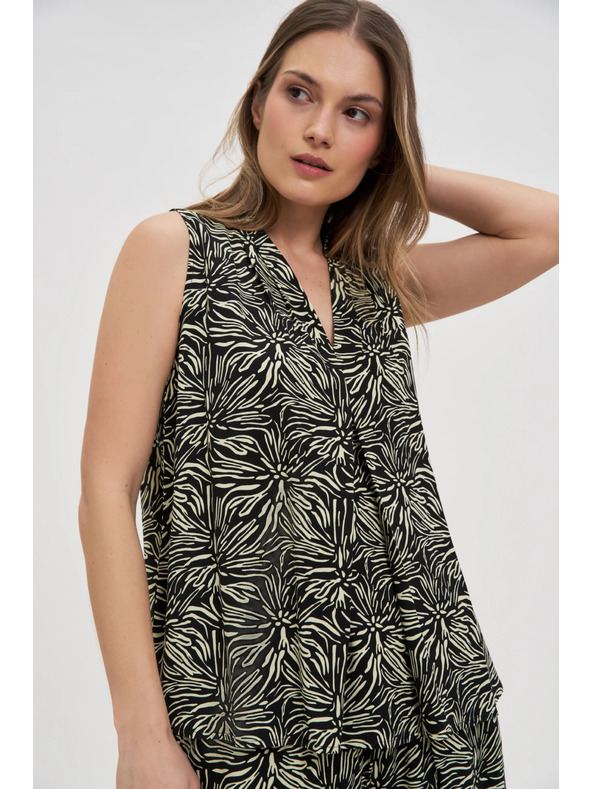 Moodo Schwarz-weiße ärmellose Bluse