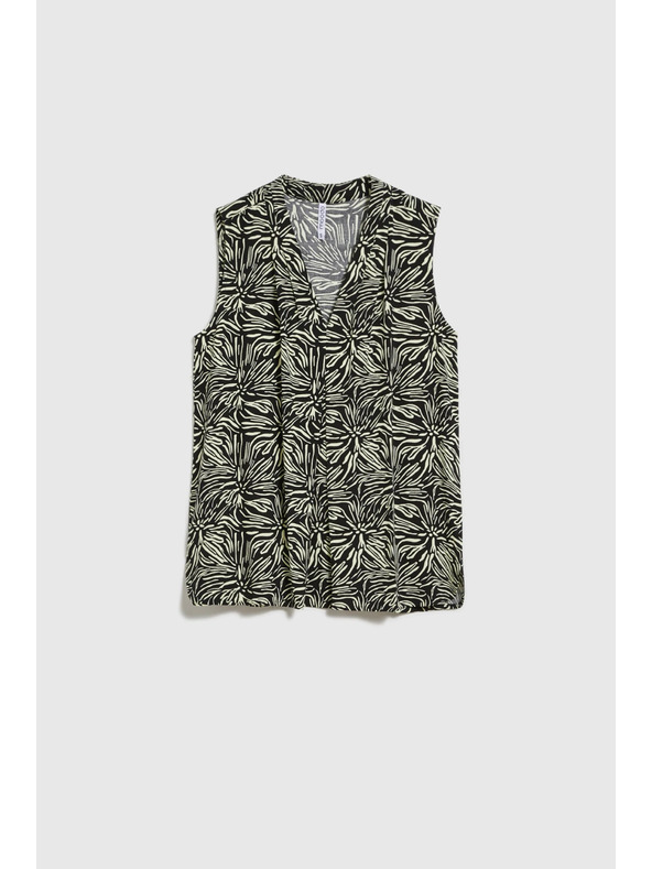 Moodo Schwarz-weiße ärmellose Bluse