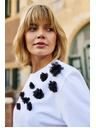 Moodo Weiße Bluse mit schwarzen Blumen
