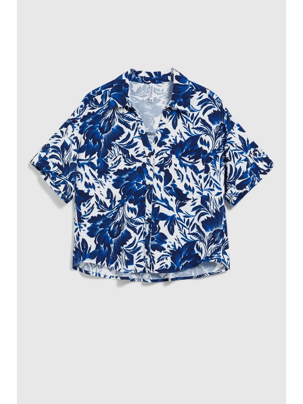 Moodo Blau-weiß gemusterte Bluse