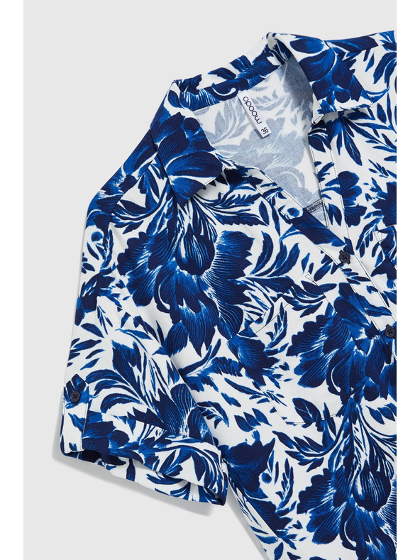 Moodo Blau-weiß gemusterte Bluse