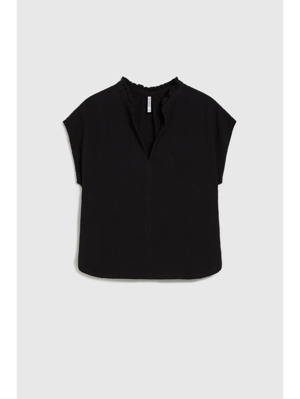 Moodo Schwarze lockere Baumwoll-Bluse