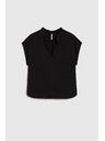Moodo Schwarze lockere Baumwoll-Bluse