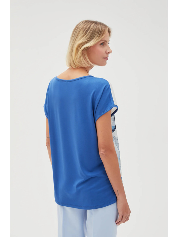 Moodo Weiße Damenbluse mit blauen Blumen