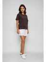 Moodo Braunes Damen-Top mit Madeira-Saum