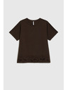 Moodo Braunes Damen-Top mit Madeira-Saum